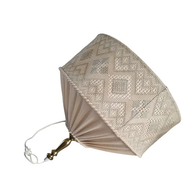 Mid-Century Modern 1960s Mid Century Modern Pendant in Linen and Lace Sweden For Sale - Image 3 of 6