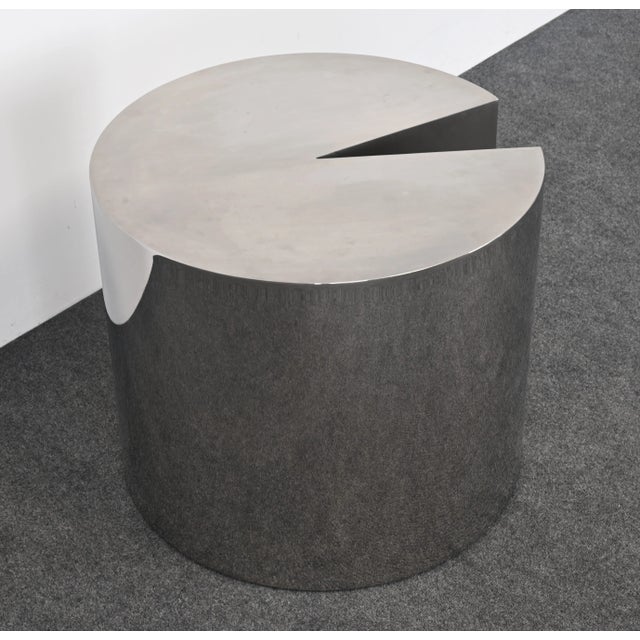 Mid-Century Modern Leon Rosen Pace Style Solid Stainless Steel Side Table, 1980s For Sale - Image 3 of 10