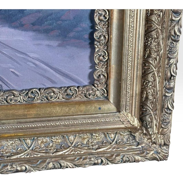 Antique 19th Century River Crossing Landscape Oil Painting in Victorian Gilt Frame For Sale - Image 11 of 13
