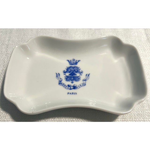 Glass MCM French 5-Star Luxury Ritz Paris Hotel White Milk Glass Ashtray Catchall Trinket Soap Dish For Sale - Image 7 of 11
