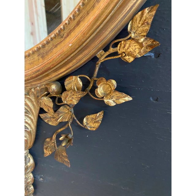 Vintage Italian Wall Mirror With Metal Floral Accents - Early 20th C For Sale - Image 6 of 10