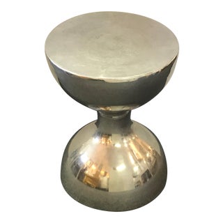 Vintage Arthur Court Style Polished Cast Aluminum Hourglass Stool C1970's For Sale