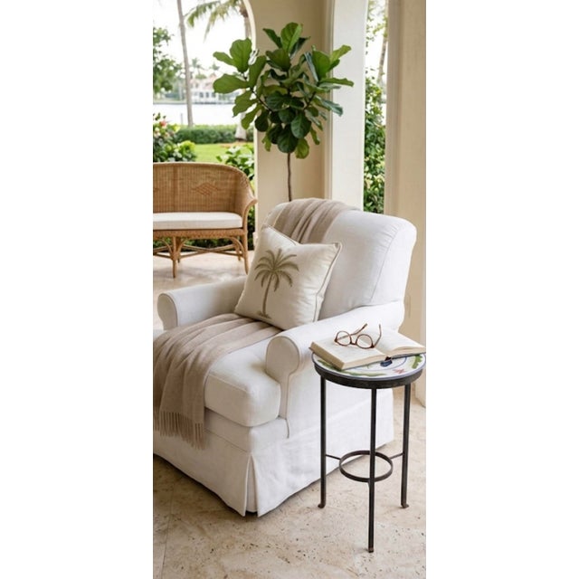 Mediterranean Style Hand-Painted Ceramic and Wrought Iron Coastal Martini Table For Sale - Image 12 of 12