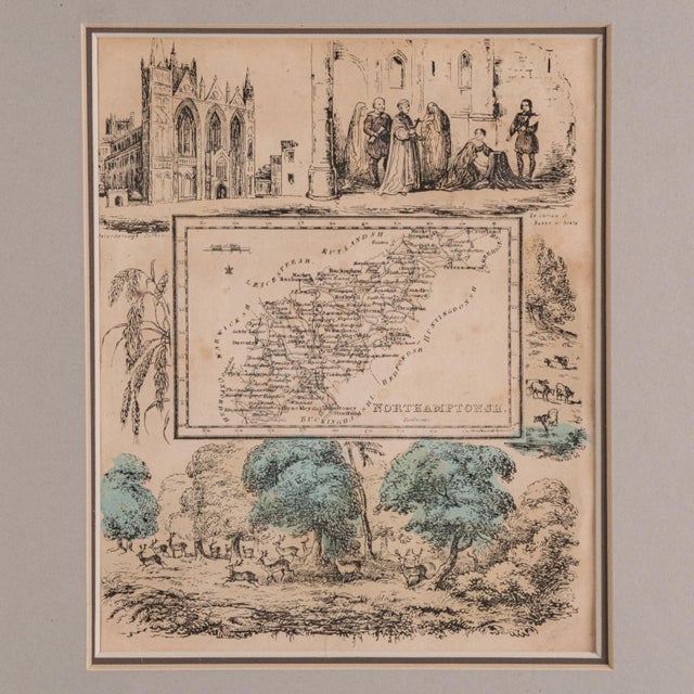 Mid 19th Century 1850's Small Antique County Map For Sale - Image 5 of 12