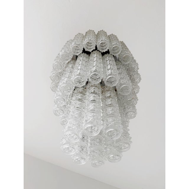 Modular Pendant Lamp in Printed Glass, 1970s, in Very Good conditions. Designed 1970 to 1979 Up to 250V (Europe/UK...