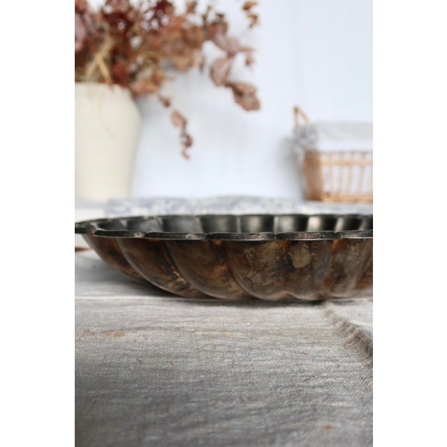 Large Vintage Shell Dish in Silver Metal, 1970s For Sale - Image 6 of 7
