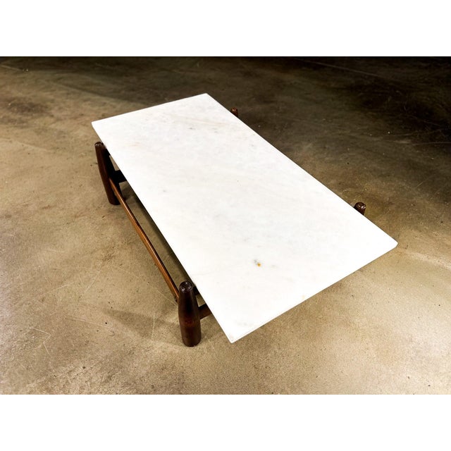 Architectural Brazilian Modern Coffee Table in Rosewood and Marble, Cimo, 1950s For Sale - Image 9 of 13