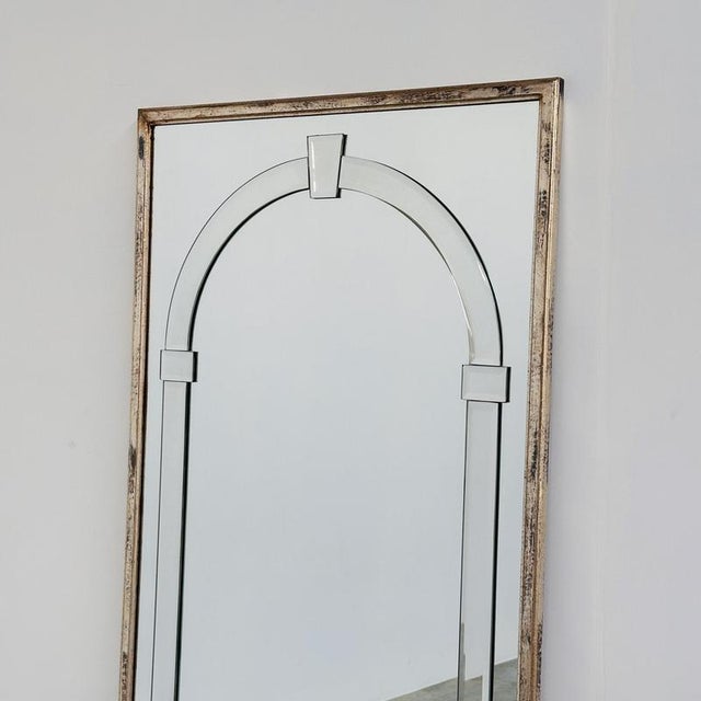 Large Art Deco Beveled Wall Mirror with Architectural Arch Design For Sale - Image 6 of 11