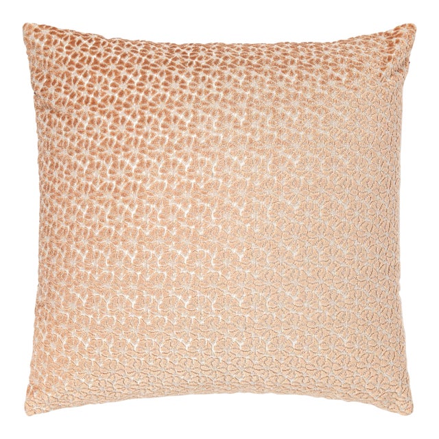 The House Of Scalamandré Petal Velvet Square Pillow In Peachfuzz For Sale