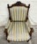 Antique French Louis XVI Style Carved Striped Upholstered Armchair For Sale - Image 9 of 12