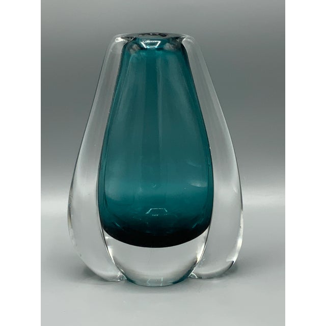 Mid-Century Modern Blue Art Glass Vase For Sale - Image 12 of 13