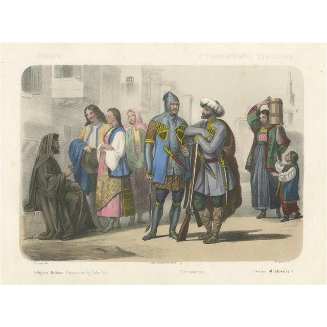 After Fossey, Moldavian and Circassian Costumes, Peoples of the Danubian Provinces, 1845, Lithograph For Sale - Image 9 of 9