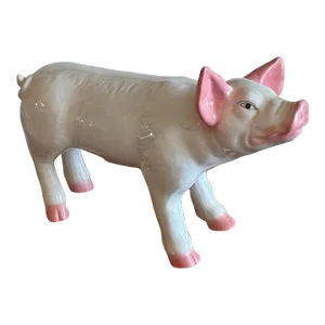 Mid-Century Vintage French Butcher Style Pig Crackle Design Ceramic Sculpture After Townsend