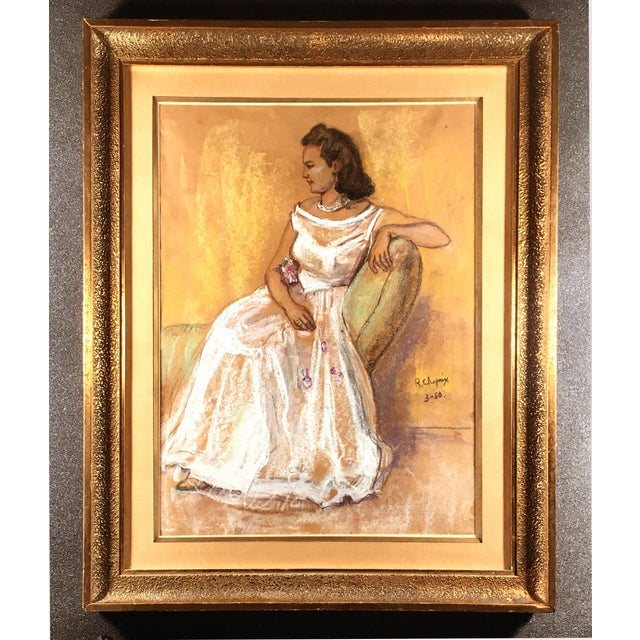 René Choprix, Woman on the Sofa, 1950, Pastel For Sale - Image 6 of 6