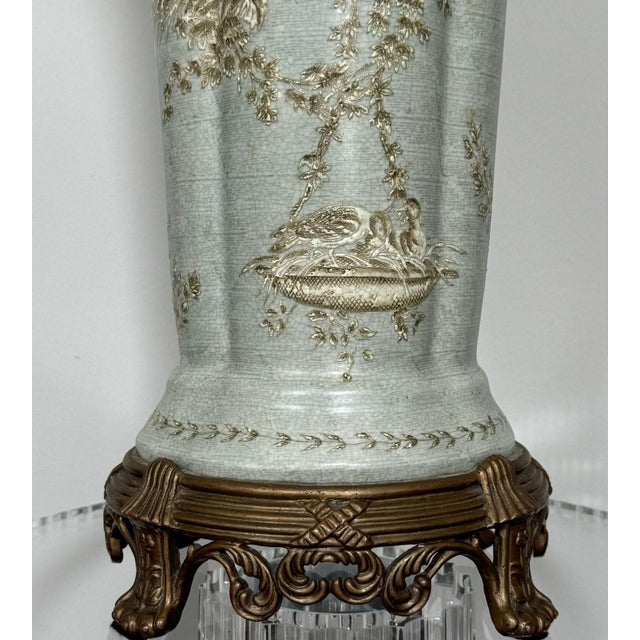 Metal Late 20th Century Wong Lee Toile Porcelain and Bronze Ormolu Tall Vase For Sale - Image 7 of 12