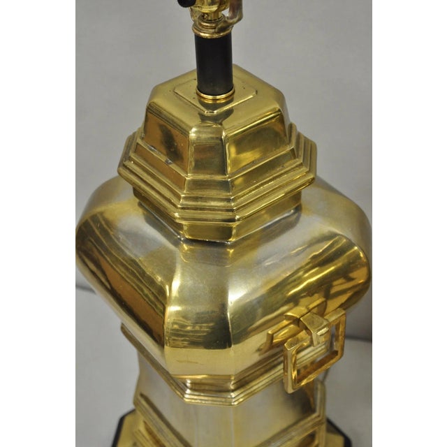 Metal Vintage Chinoiserie Chinese Ginger Jar Brass Plated Metal Table Lamps - A Pair For Sale - Image 7 of 14