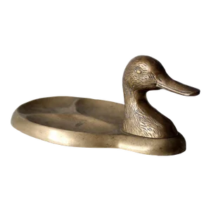 Vintage Brass Duck Valet Tray