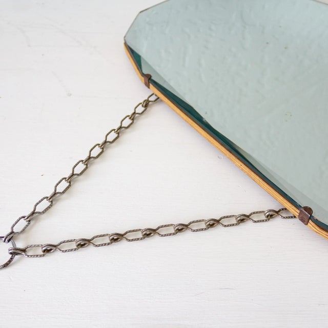 1920s Art Deco Beveled and Faceted Hanging Mirror | Frameless Polygon Shape For Sale - Image 5 of 12