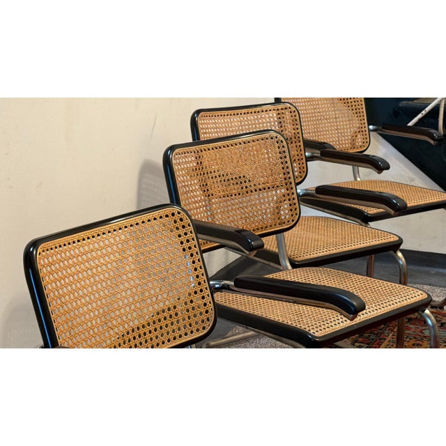 Model S64 Dining Chair with Woven Cane and Black Wood Frame by Marcel Breuer for Thonet, 1999, Set of 4 For Sale - Image 16 of 18
