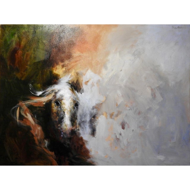 Abstract Expressionist, Oil Paint, Light and Dark - "Reflected Images of a Horses Profile" For Sale