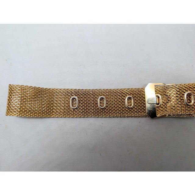 Mid-Century Modern Vintage 1970s Signed Napier Goldtone Wide Mesh Belt For Sale - Image 3 of 7