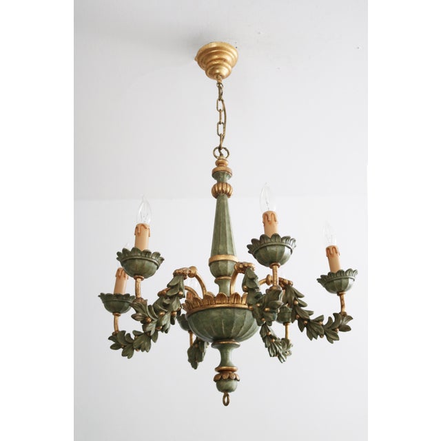 Hollywood Regency Hand-Carved Florentine Chandelier, 1970 For Sale - Image 3 of 13