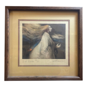 1980s Lithograph by Frank Howell Entitled “Wind Woman” Pencil Signed Numbered and Titled