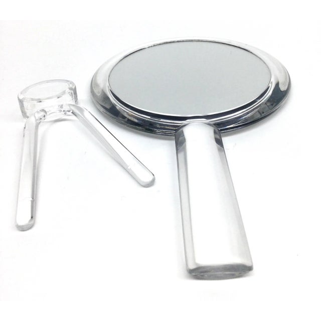 Glass Vintage 90’s Lucite Hand Mirror Set Unique For Sale - Image 7 of 11