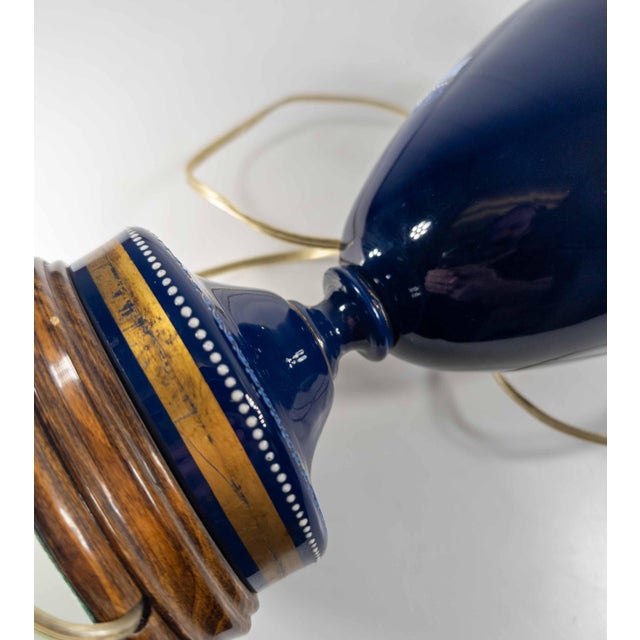 19th Century French or Bohemian Cobalt Blue Opaline Glass Lamp Vase With Neo-Classical Scene For Sale - Image 12 of 12