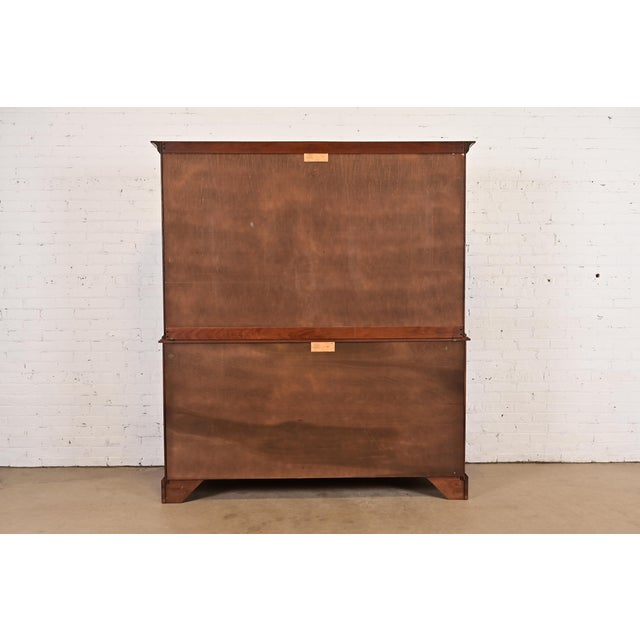 Henkel Harris American Colonial Solid Cherry Wood Breakfront or Sideboard Buffet With Hutch Top, 1977 For Sale - Image 13 of 15