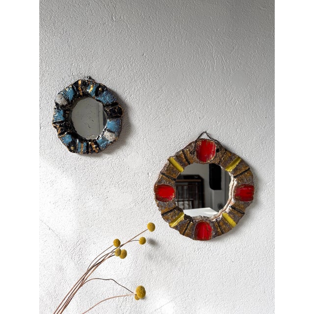 Vintage Ceramic Mirrors, 1950, Set of 2 For Sale - Image 15 of 18