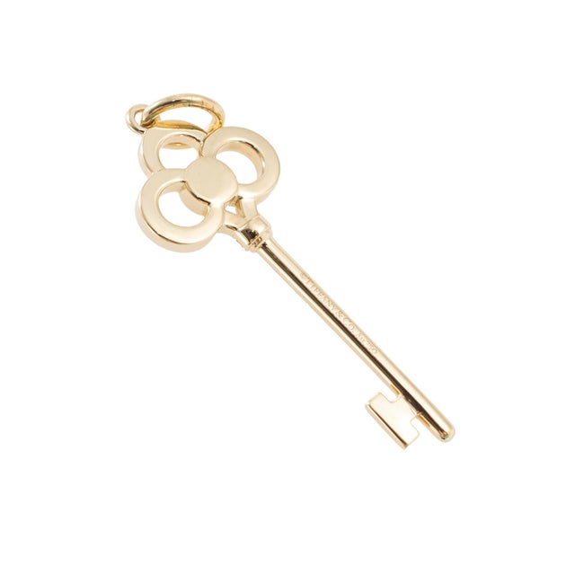 Modern Tiffany & Co. Tiffany Keys 18k Yellow Gold Pave Diamond Key Pendant For Sale - Image 3 of 8