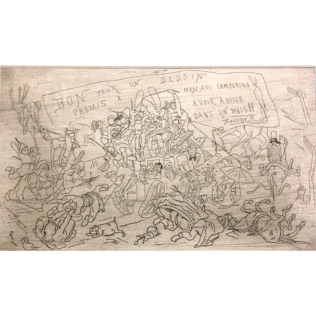 La diligence d’Uccle - Original Etching by Félicien Rops - Late 19th Century Late 19th Century For Sale