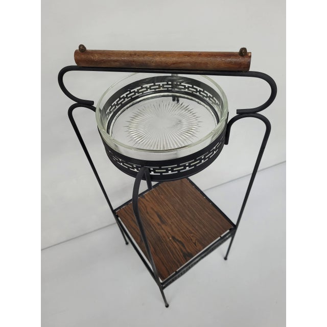Mid Century Standing Ashtray Smoking Stand Plant Shelf Glass Metal For Sale - Image 10 of 11