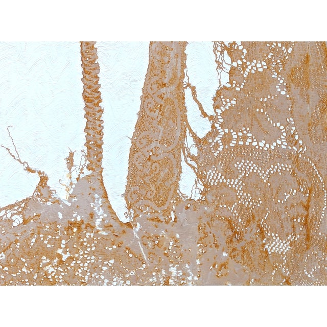 Mike Hoggg "Jungle Beast" Contemporary Neutral Toned Abstract Big Cat Animal Lace Painting, 2024 For Sale In Houston - Image 6 of 10