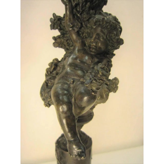 Italian Bronze Cherub/ Putti Candlesticks - a Pair For Sale In New York - Image 6 of 13