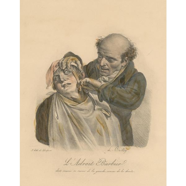Boilly, Barber, Hand Colored Lithograph For Sale - Image 3 of 6