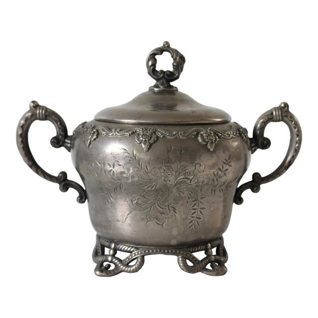 Antique Victorian Quadruple-Plate Footed Lidded Sugar Bowl For Sale