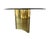 Vintage Mastercraft "Trilobi" Table features thick beveled glass top resting on a brass sculptural pedestal base. The...