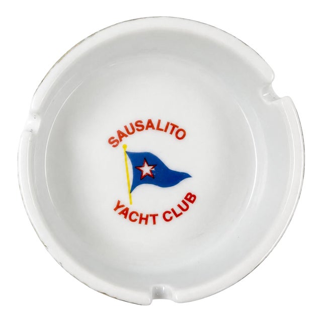 Vintage Sausalito Yacht Club California Nautical Porcelain Ashtray Dish For Sale