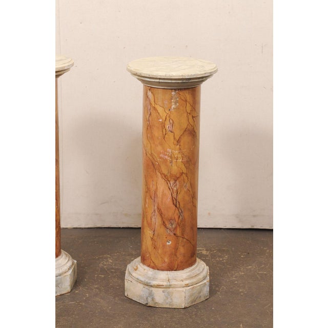 Wood Italian Pair 3 Ft Tall Column Pedestals For Sale - Image 7 of 11