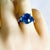Metal 18 Karat Gold 7.37 Ceylon Cabochon Sapphire Half Moon Sapphire Diamond Ring Size 6 For Sale - Image 7 of 7