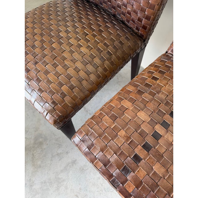 1980’s Italian Woven Leather Dining Chairs by Stone International – Set of 6 For Sale In Miami - Image 6 of 12