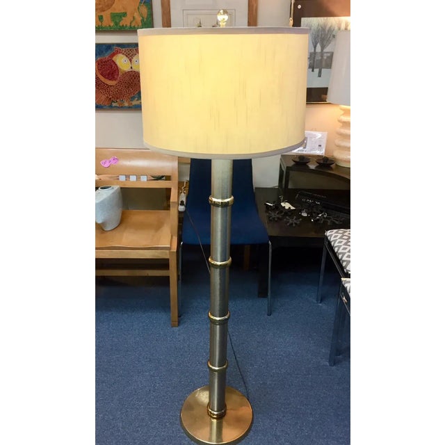 Metal Chrome and Brass Column Floor Lamp For Sale - Image 7 of 8