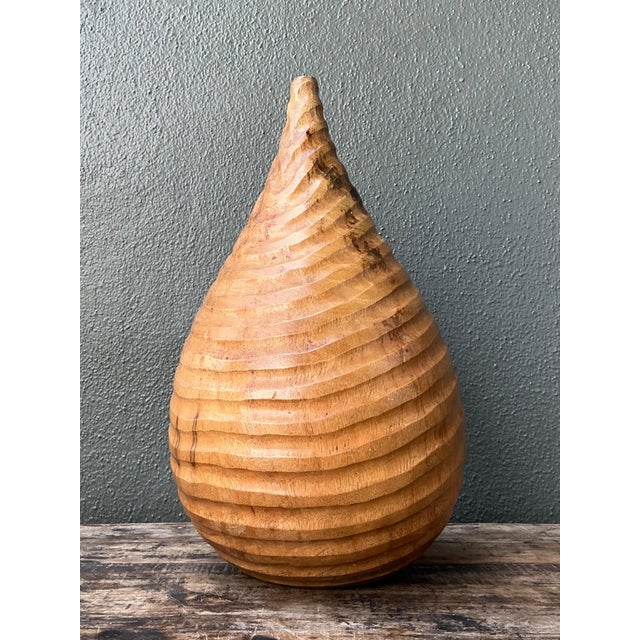Vintage Natural Wood Teardrop Vase For Sale - Image 13 of 13