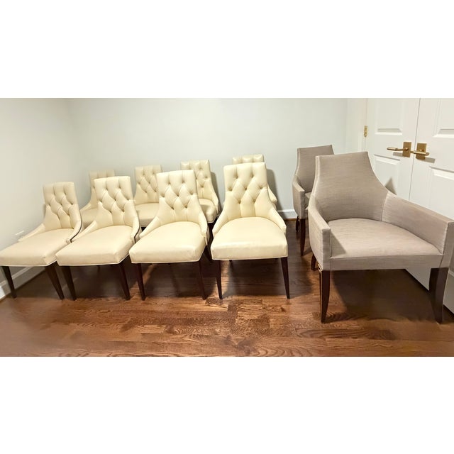Baker Furniture Thomas Pheasant Ritz Dining Leather Chairs + Two Baker Hostess Chairs - Set of 10 For Sale - Image 10 of 15