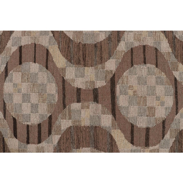 2010s Rug & Kilim’s Scandinavian Style Kilim With Beige-Brown & Gray Patterns For Sale - Image 5 of 7