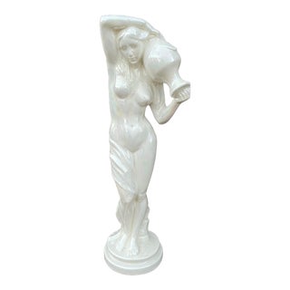 Vintage 1960s Neoclassical Style Ceramic Statuette of Dione the Divine Water Goddess, Consort of Zeus and Mother of Aphrodite For Sale