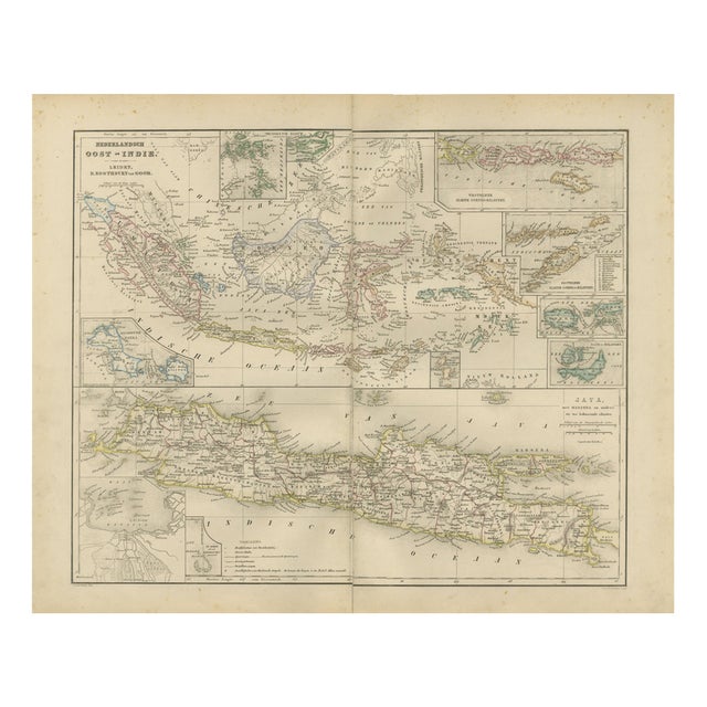 Netherlands East Indies Map with Java Inset from Nieuwe Hand-Atlas, 1876 For Sale