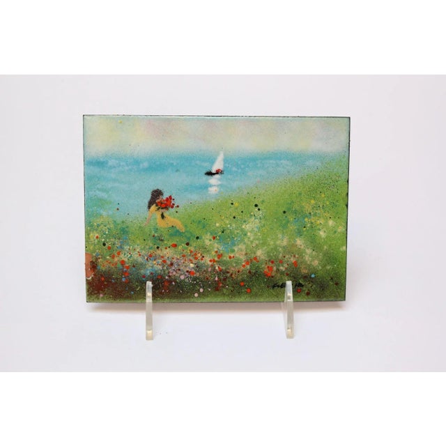 Mid-Century Enamel on Copper Landscape Painting/Plaque by Fleming For Sale - Image 11 of 11